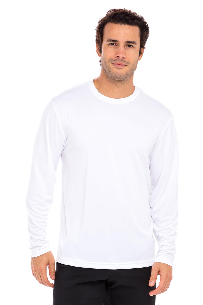 Opna Men's Long Sleeve Moisture Wicking Athletic Shirts White-L - Image 2